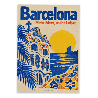 Sonnige Urlaubspostkarte Barcelona mit Mosaik und Sonne|p:2016599|h:ea0566af254b38d2075ca4f836dd1b79