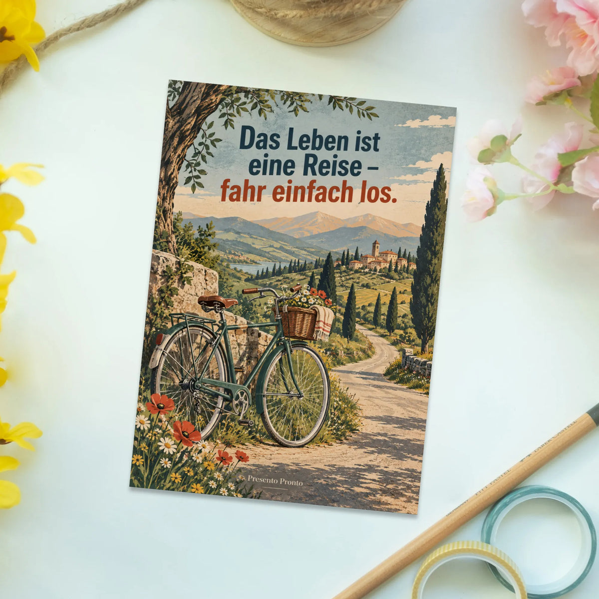 Inspirierende Postkarte mit Fahrrad für Radfahrer|p:2016602|h:165fb291bae9475cce72989031d94c76