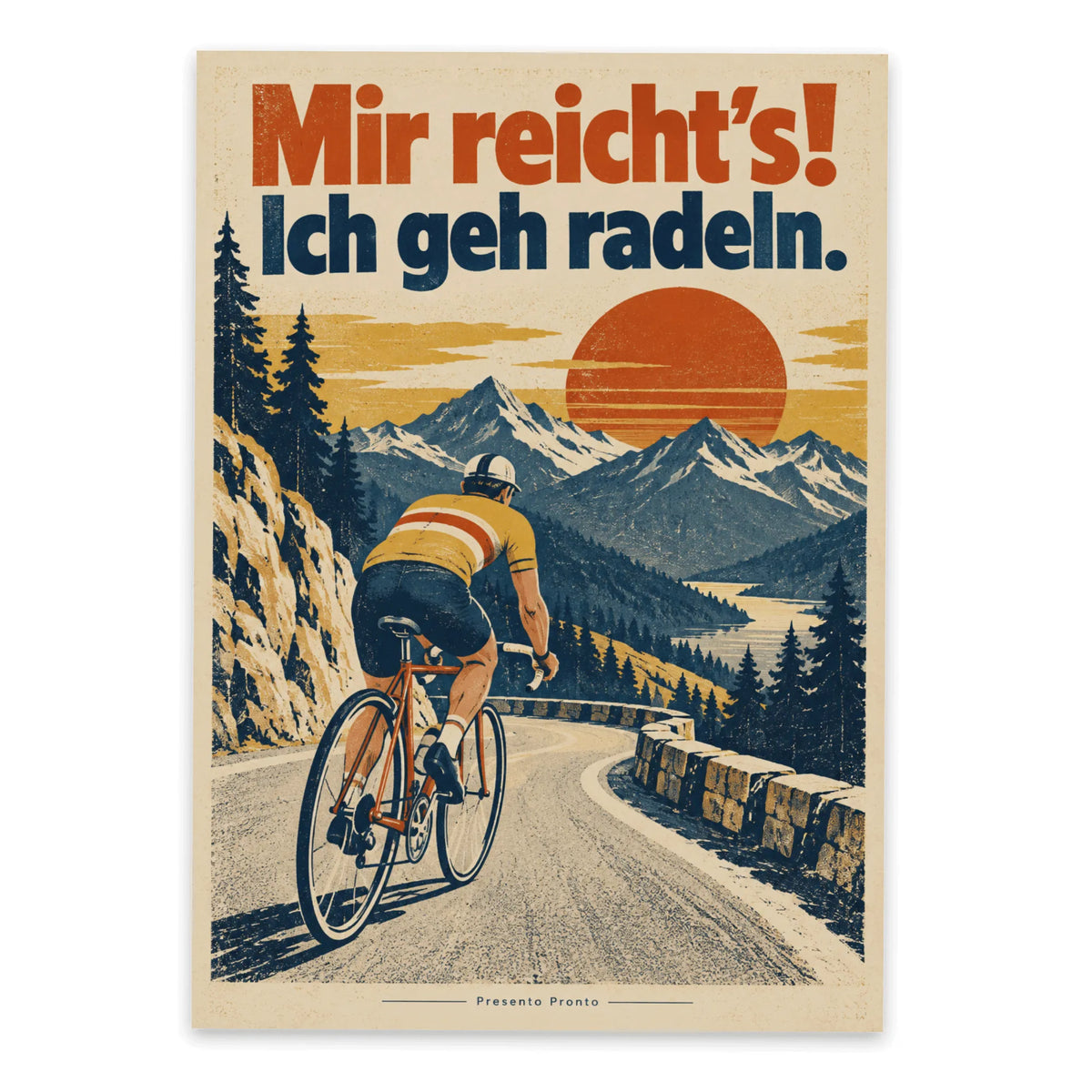 Lustige Postkarte Fahrrad mit Radfahrer am Bergpass|p:2016606|h:3711b51f9ffe348e4216978abe85ce97