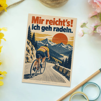 Lustige Postkarte Fahrrad mit Radfahrer am Bergpass|p:2016606|h:7ea820c4efa67c9f929f4041b64361d7