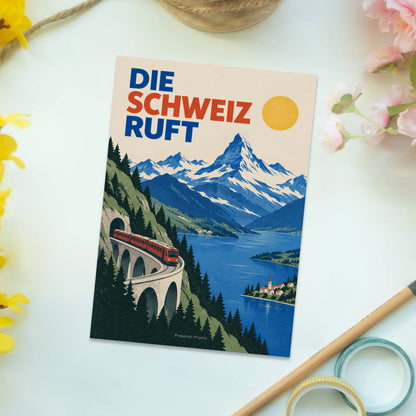 Stimmungsvolle Postkarte aus der Schweiz für Fans mit Bergsee|p:2016607|h:a06c2eebd08e46acd4a75c94a9365c66