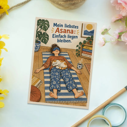 Lustige Yoga Postkarte für Yogafans mit Katze|p:2016609|h:5e5d189f6186983946c34c510776915d