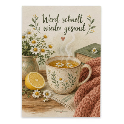 Tröstliche Postkarte zur Guten Besserung mit Kräutertee|p:2016614|h:8df8c3144db107c3aa52c8935d69f9b4
