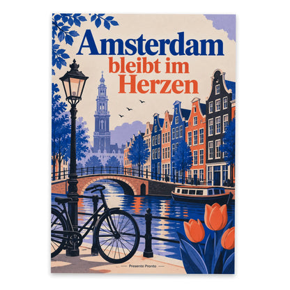 Herzliche Postkarte Amsterdam für Urlaubsgrüße mit Kanalhäusern|p:2016617|h:7b69e504cfcb05a4b3b58edc0f410d3c