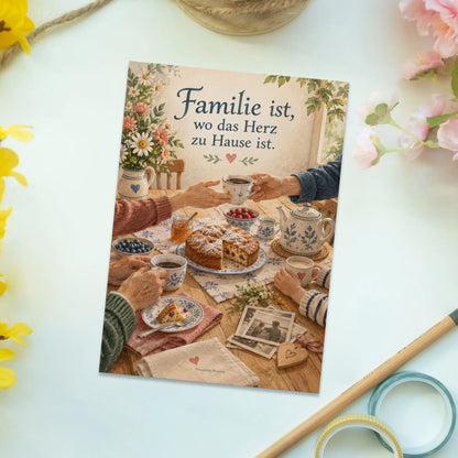 Herzliche Postkarte für die Familie mit Frühstückstisch|p:2016619|h:5c41b8332e498d787f8ce936f5cf20f8