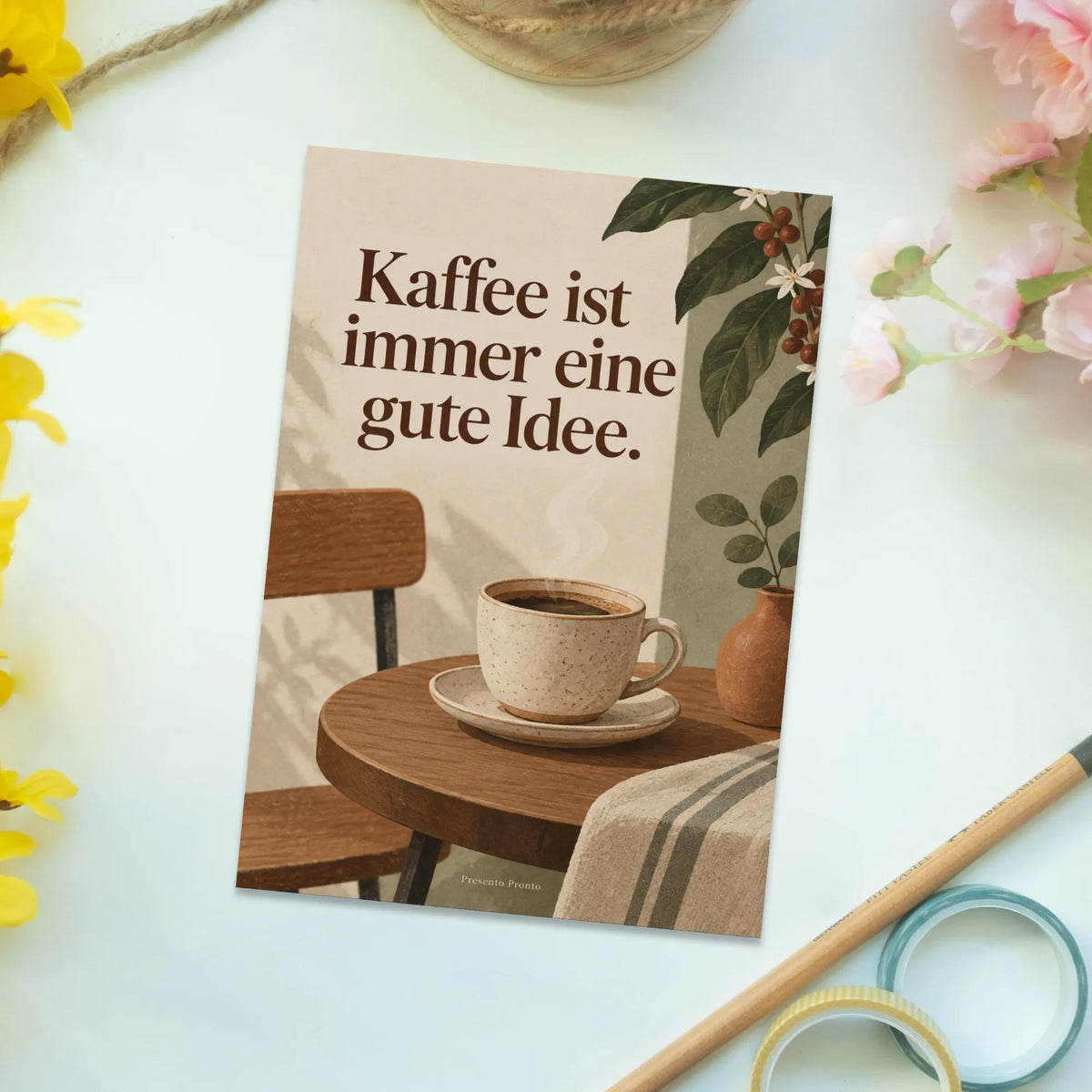 Gemütliche Postkarte für Kaffeeliebhaber mit Kaffeetasse|p:2016622|h:e74b3adf41766342eb4ef09a567ebad1