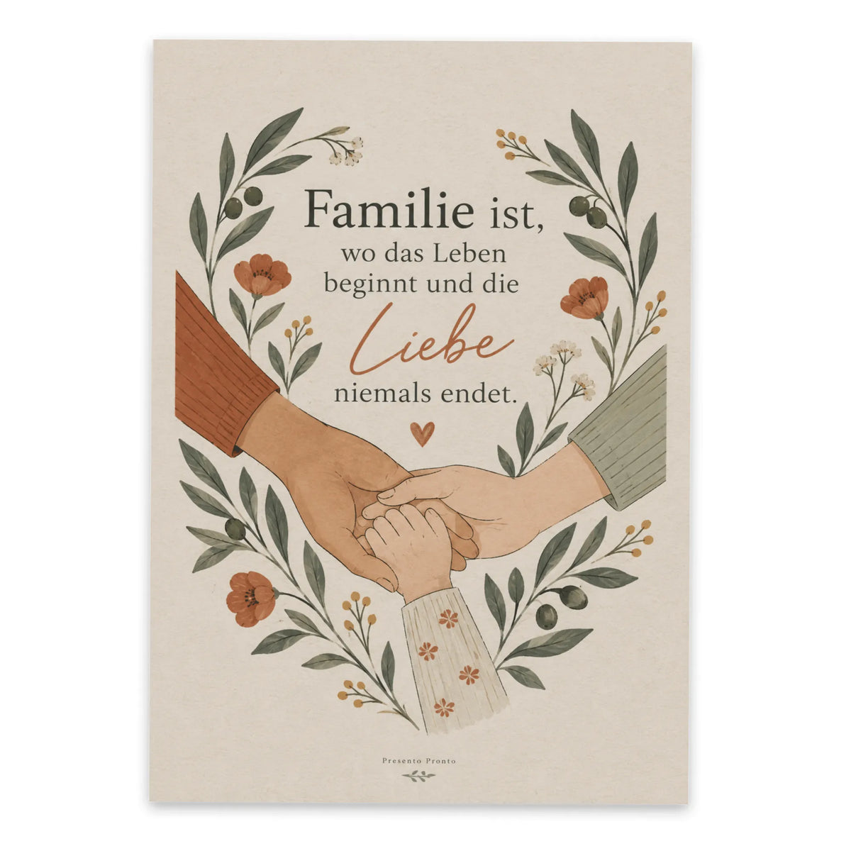 Liebevolle Postkarte für die Familie mit verschlungenen Händen|p:2016627|h:32376c3a3ace62ad0220602111d7c1b2
