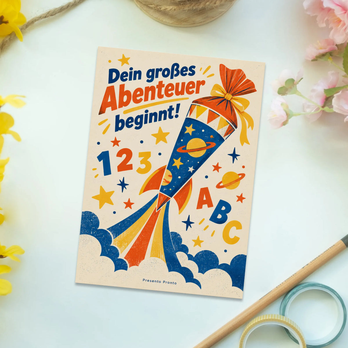 Lustige Grußkarte zur Einschulung mit startender Rakete|p:2016632|h:7ded9f43c3c45c247f92975a82eb0189