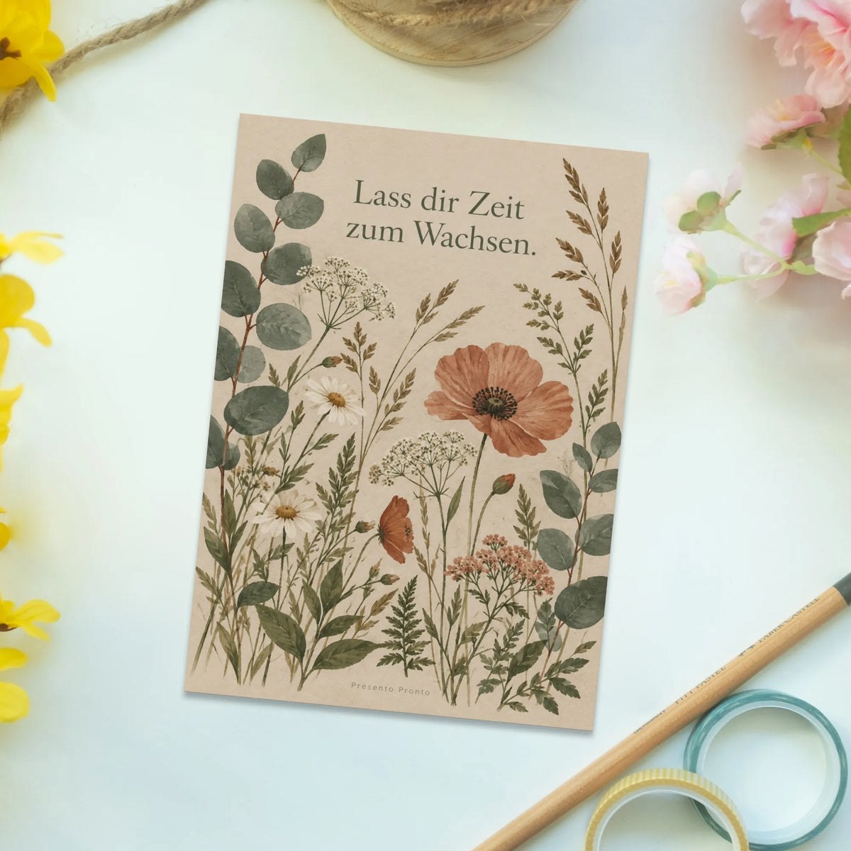 Achtsame Natur-Postkarte mit Wiesenblumen|p:2016636|h:e857222f26a4645303e836ba09d74936
