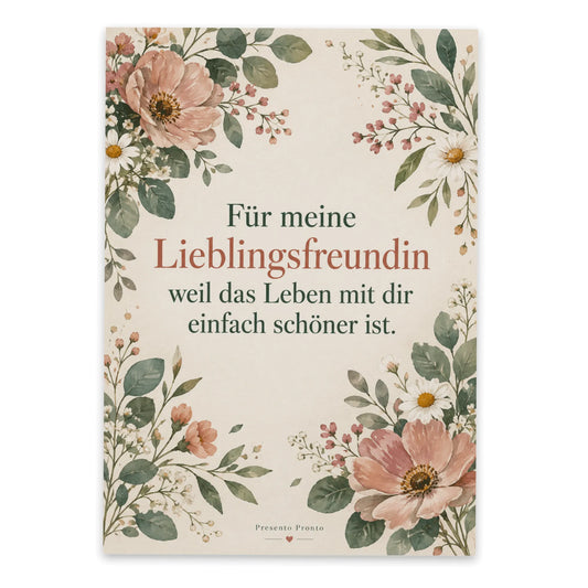 Elegante Postkarte für die Freundin mit Wildblumen|p:2016639|h:9636fa194e76b794eb3ed69aaa024718