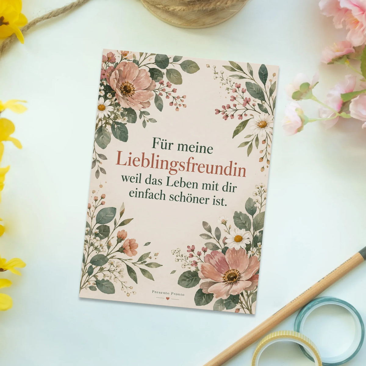Elegante Postkarte für die Freundin mit Wildblumen|p:2016639|h:25cb9cdb55d5b810a1c6f072f6197576