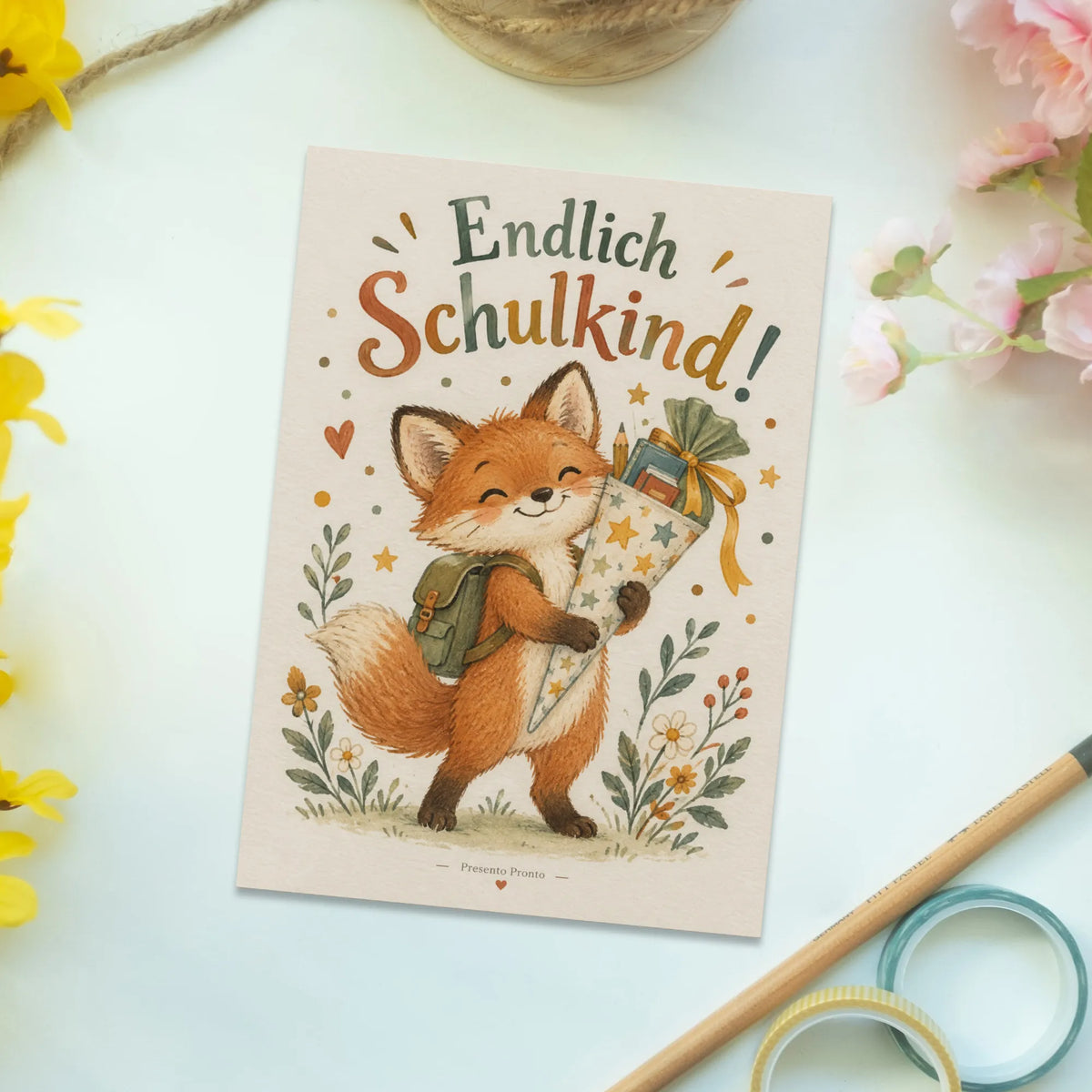 Süße Grußkarte zur Einschulung mit Fuchs|p:2016641|h:855201c37d2e8f5cf83838fec33d0e4d