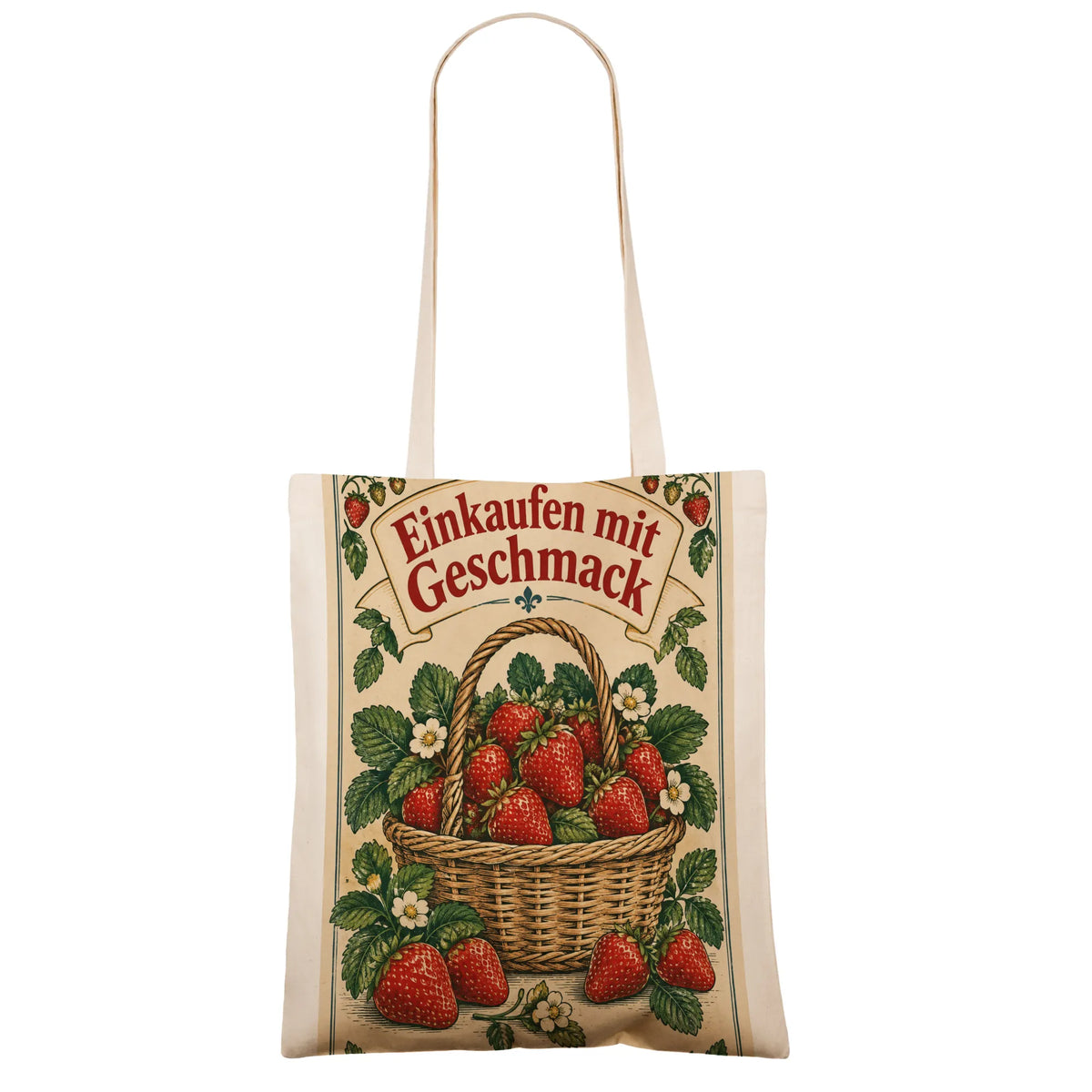 Lustige Tasche mit Erdbeeren für den Einkauf|p:2016659|h:8f3a941f323f825e218686bfcf8ce43d