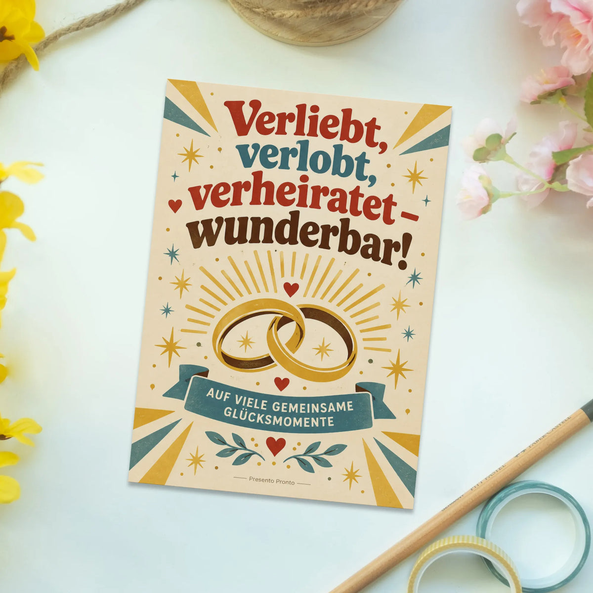 Fröhliche Grußkarte zur Hochzeit mit Eheringen|p:2016678|h:5dc239653ee1fd0cc66d0b7c4670ab18