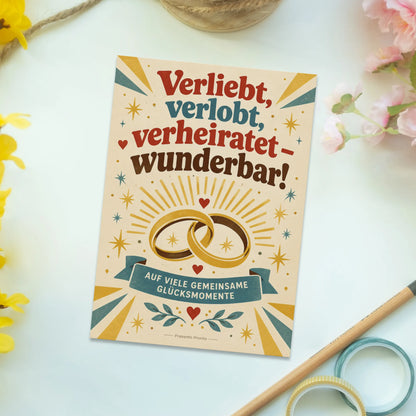 Fröhliche Grußkarte zur Hochzeit mit Eheringen|p:2016678|h:5dc239653ee1fd0cc66d0b7c4670ab18