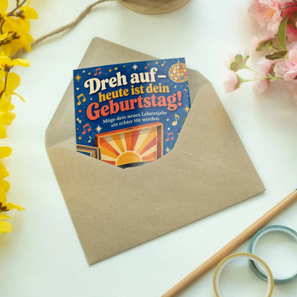 Lustige Geburtstagskarte für Musikfans mit Schallplattenspieler|p:2016684|h:d7e321228a8715eb90b7453e76df9f36