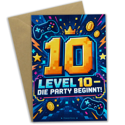 Coole Einladungskarten zum 10. Geburtstag mit Pixelzahl 10|p:2016692|h:2991dbc09ec42edffd966b999e4d5768