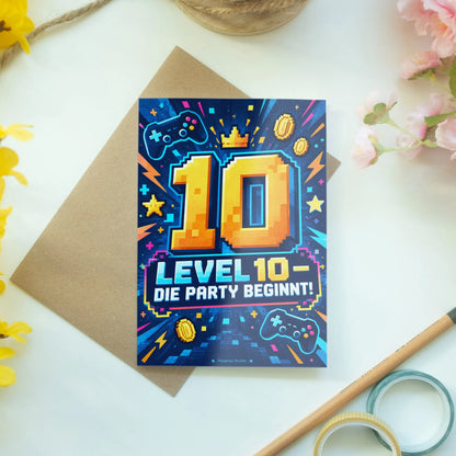Coole Einladungskarten zum 10. Geburtstag mit Pixelzahl 10|p:2016692|h:f4159bda3bba5476861064cf2ee1730c