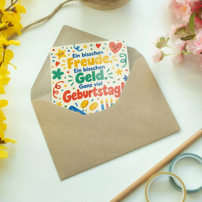 Fröhliche Geburtstagskarte für Geldgeschenke mit Kuchen|p:2016704|h:9c39aacabaabc307c402e60670c17288