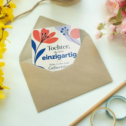 Liebevolle Geburtstagskarte für die Tochter mit Blumen|p:2016706|h:61e0178a52f396336780b63ea74661f9