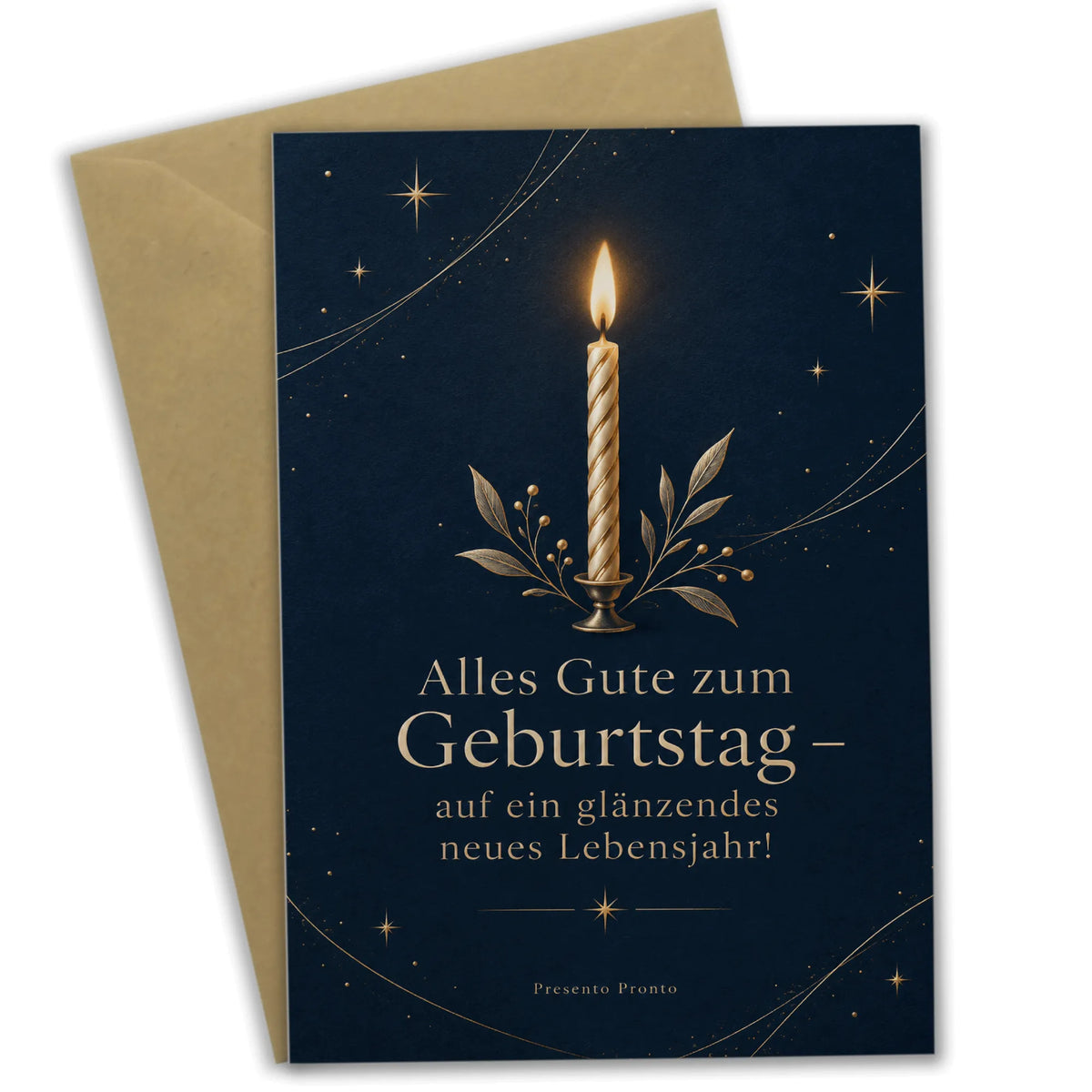 Edle Geburtstagskarte mit Kerze auf Nachtblau|p:2016716|h:d8b2e3b2c6703c5c4755ff95f83ac075