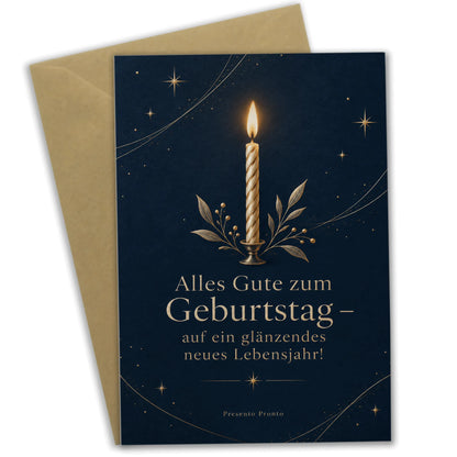 Edle Geburtstagskarte mit Kerze auf Nachtblau|p:2016716|h:d8b2e3b2c6703c5c4755ff95f83ac075