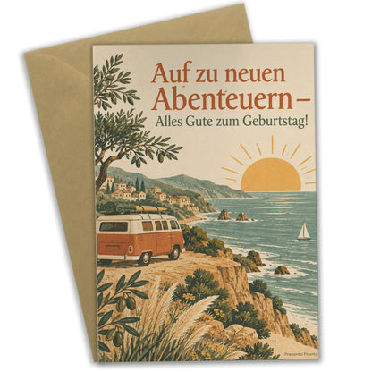 Abenteuerliche Geburtstagskarte zur Reise mit Wohnmobil|p:2016733|h:cae25972b17fb05187536330e04fac6d