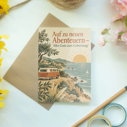 Abenteuerliche Geburtstagskarte zur Reise mit Wohnmobil|p:2016733|h:abd9991e42e034bcd027f6968a4c88e0