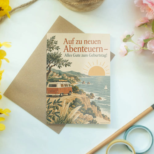 Abenteuerliche Geburtstagskarte zur Reise mit Wohnmobil|p:2016733|h:abd9991e42e034bcd027f6968a4c88e0