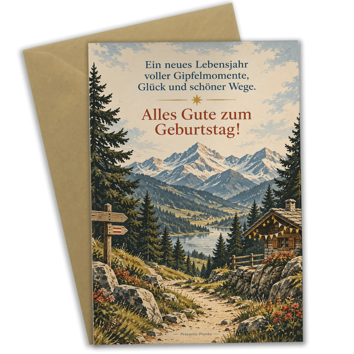 Herzliche Geburtstagskarte für Bergfans mit Berghütte|p:2016735|h:afa8b32b7d9153e3ebbca77832e83b20
