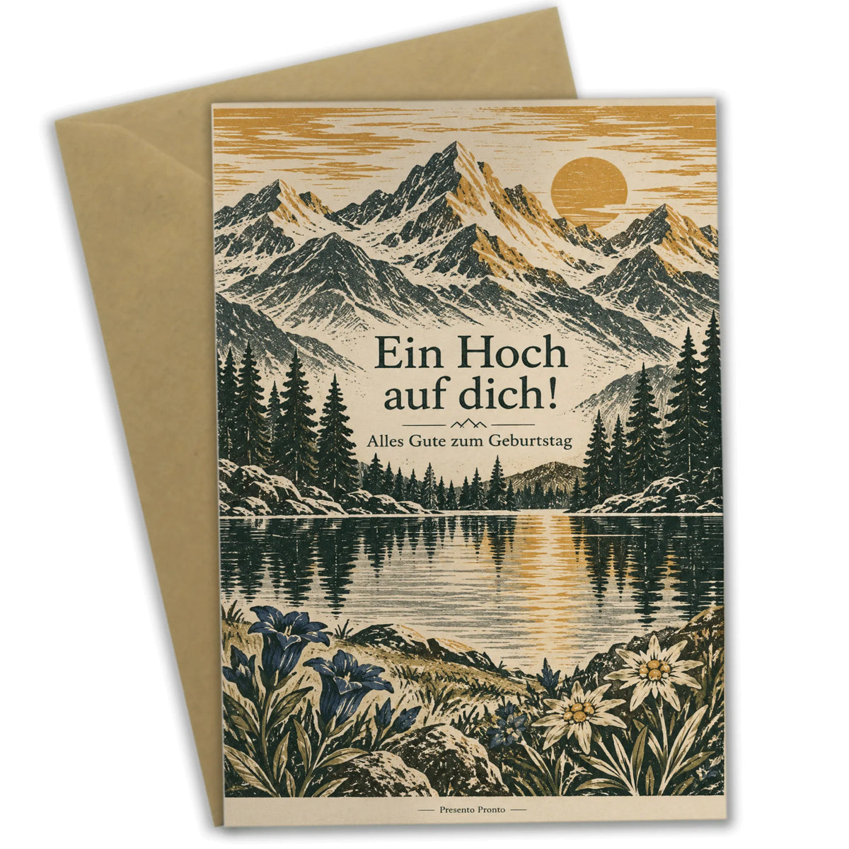 Festliche Geburtstagskarte für Bergfans mit Alpengipfeln und Bergsee|p:2016746|h:f92e4b2488d3a3b188fb9eb91c4eb180