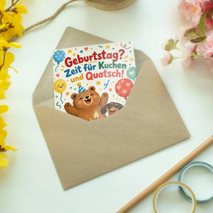 Süße Geburtstagskarte mit Bär Dackel und Frosch|p:2016751|h:929f24bd1080228a7451dececcb48280