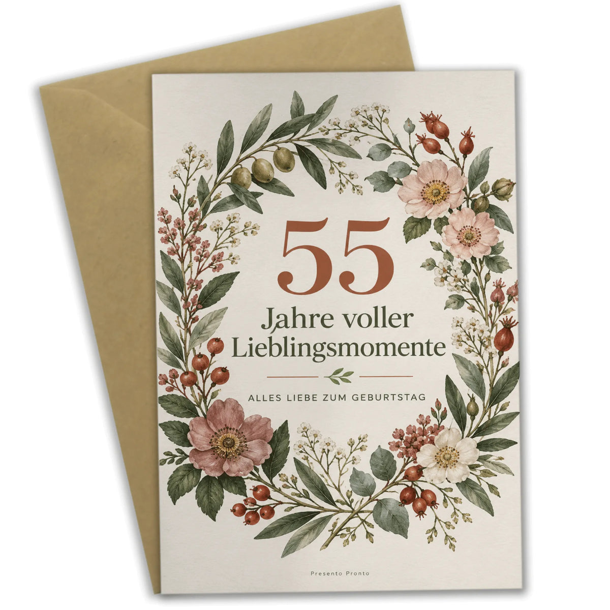 Elegante Geburtstagskarte zum 55. Geburtstag mit Blumenkranz|p:2016752|h:e2ad86d880dfa4047a287d738188c84e
