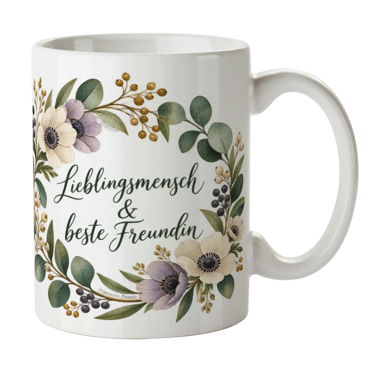 Liebevolle Tasse für die beste Freundin mit Blütenkranz|p:2016764|h:59ac97a9e6f367b197f54c266c8b8377