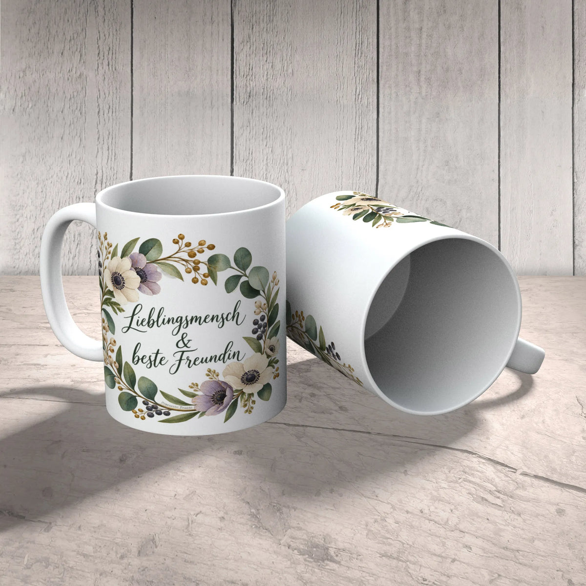 Liebevolle Tasse für die beste Freundin mit Blütenkranz|p:2016764|h:799f48f718d18abdabd0a0315485c314