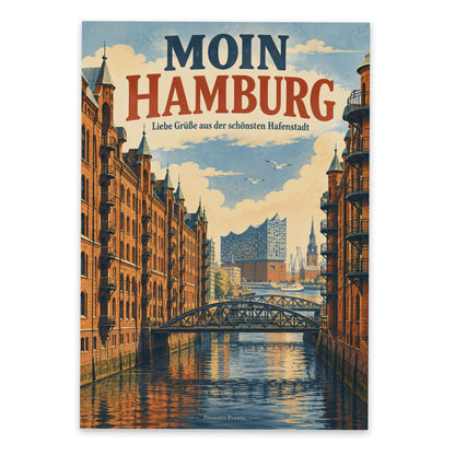 Nostalgische Hamburg Ansichtskarte mit Speicherstadt|p:2016765|h:768c1c04b2233ec442653176d91f7b65