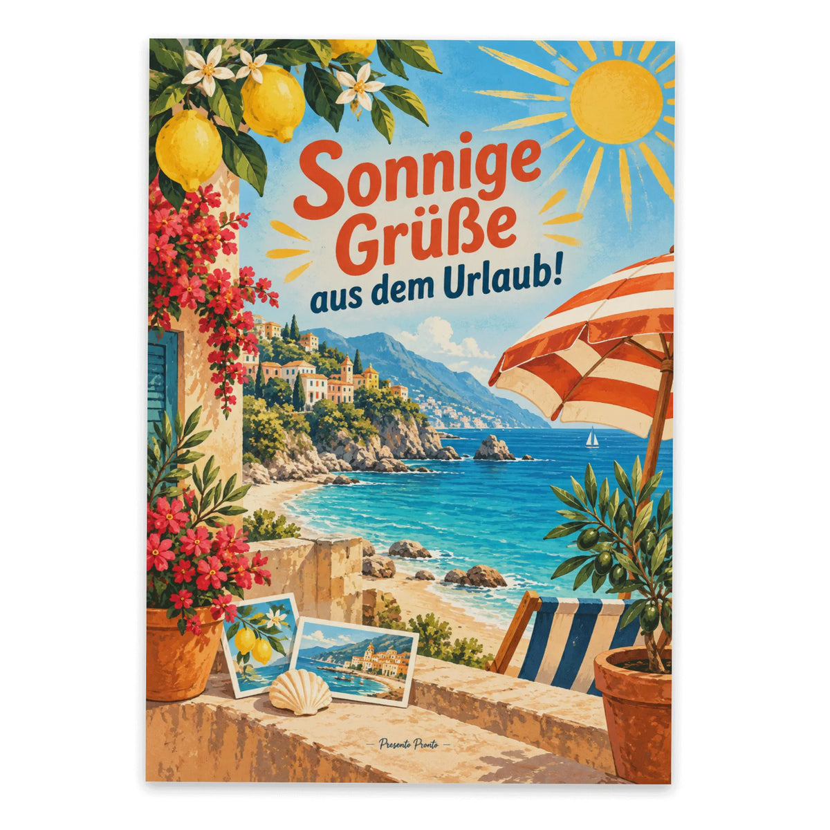 Sonnige Grußkarte für den Urlaub mit Mittelmeerbucht|p:2016766|h:0b8d5d36f6aa5a41d7540d5941d3b9f8