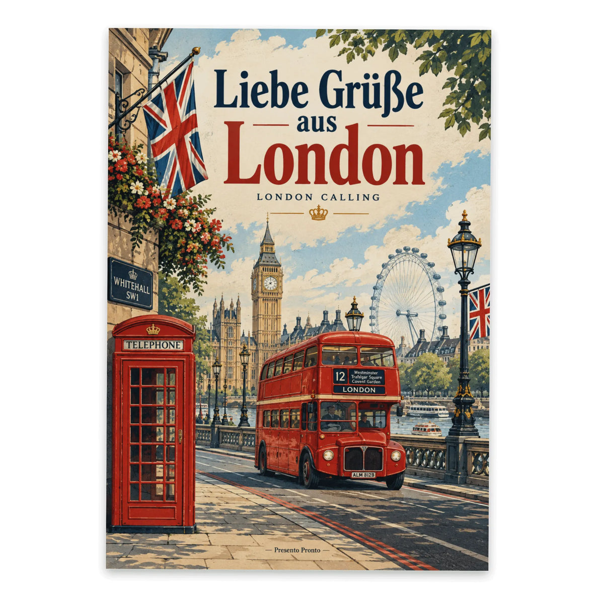Nostalgische Grußkarte aus London mit Doppeldeckerbus|p:2016769|h:e8230049d2819d86270a1e615a00de35