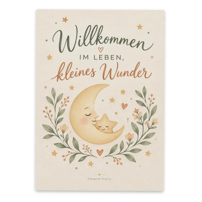 Zärtliche Grußkarte zur Geburt mit Mond und Stern|p:2016770|h:c0e8de789ec702472c52f0375271eea1