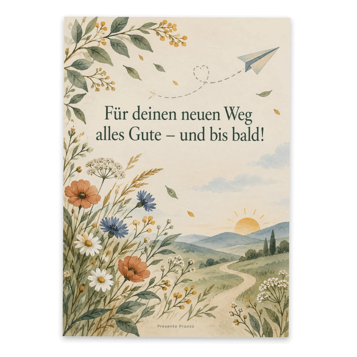 Herzliche Postkarte zum Abschied mit Papierflieger|p:2016772|h:f4c16668e7e3656b09c2248ba0095704