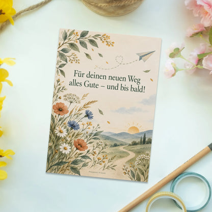 Herzliche Postkarte zum Abschied mit Papierflieger|p:2016772|h:5688766bc8cd45642de63a4d6ce36978
