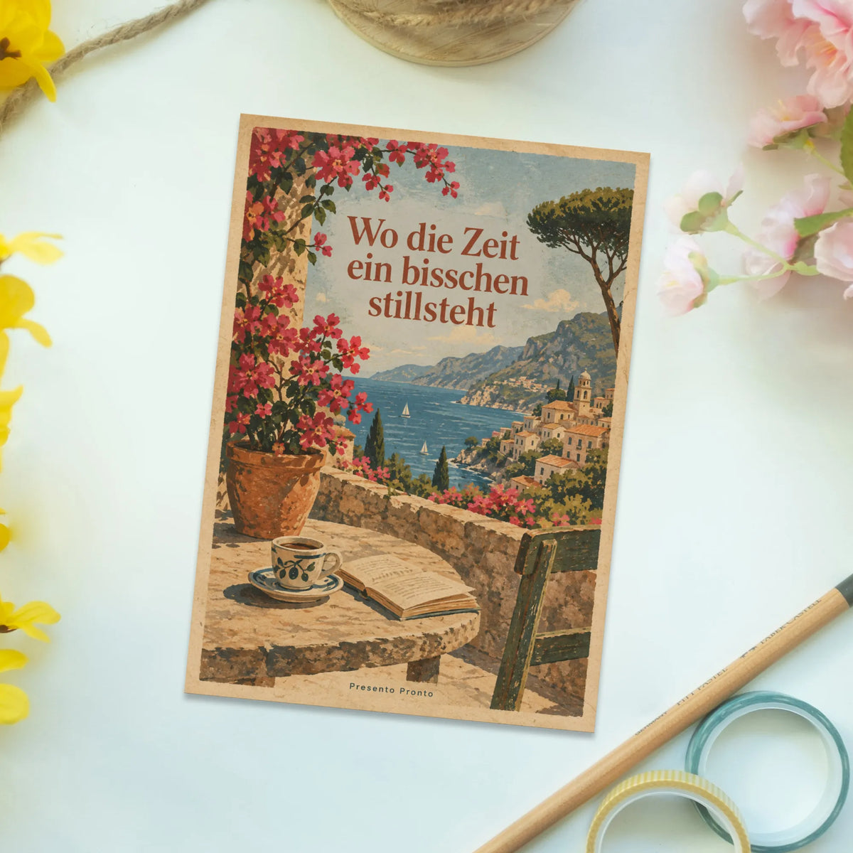 Nostalgische Vintage Postkarte für Italienfans mit Küstendorf|p:2016774|h:27a6664bbd3f8f2b6491e1bbad4de1a1