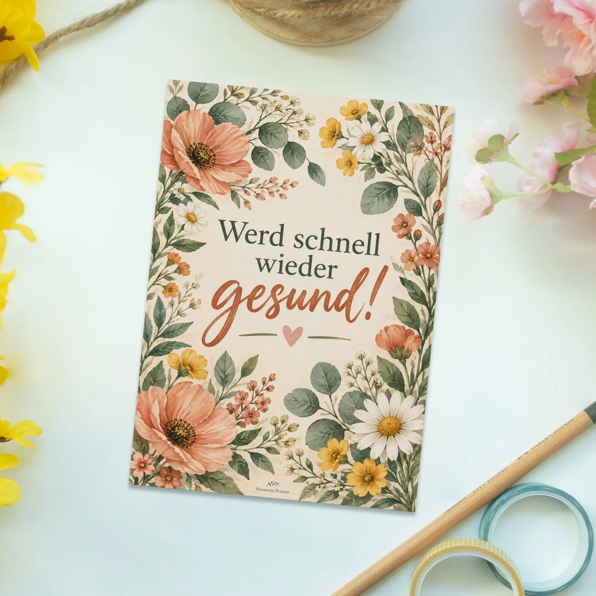 Liebevolle Postkarte zur guten Besserung mit Wildblumen|p:2016775|h:407d623a6f298f0f5fe7ae1171a47cea