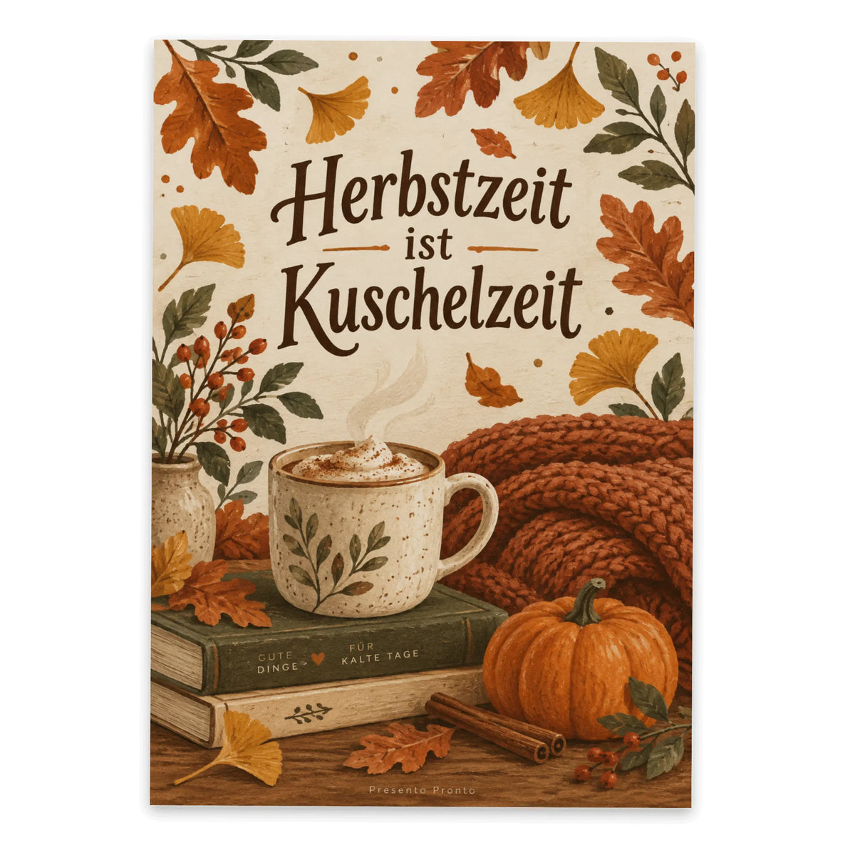 Gemütliche Herbstpostkarte mit Kürbis und Chai-Latte|p:2016776|h:927a6012ff1a7be861dc5d9f75058b64
