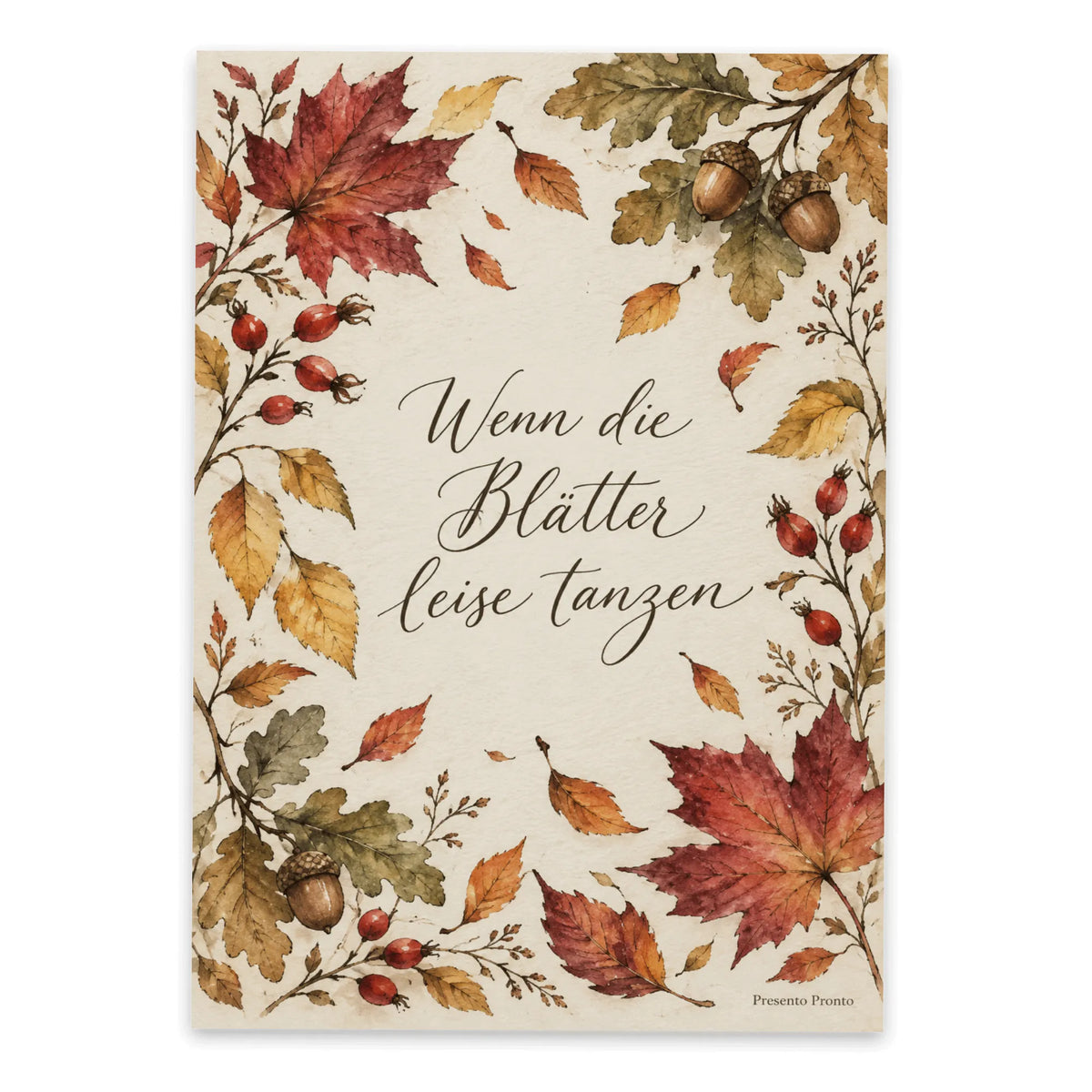 Poetische Herbstpostkarte mit Blätterkranz für Herbstgrüße|p:2016777|h:850e134c7bdcb52854f20a0a057e90ad