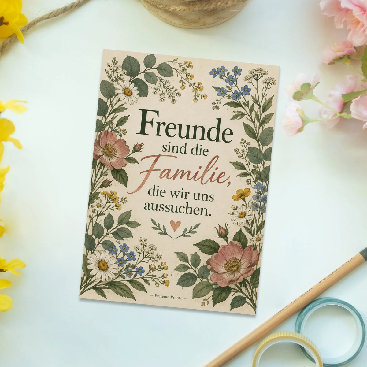 Herzliche Postkarte zur Freundschaft mit Wildblumen|p:2016781|h:5c9e616d024cc0812907c0ff57524c4a