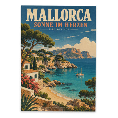 Nostalgische Postkarte Mallorca mit türkiser Bucht|p:2016783|h:3b8b6ec184c1369b8bac99a3f06f2b59