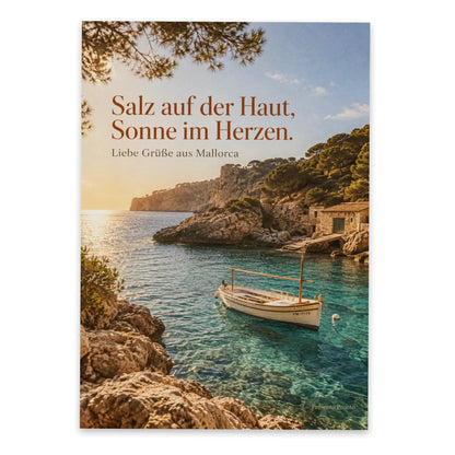 Herzliche Postkarte aus Mallorca mit Felsbucht für Urlaubsgrüße|p:2016787|h:bd784606921d0640b74af842ca7b5479