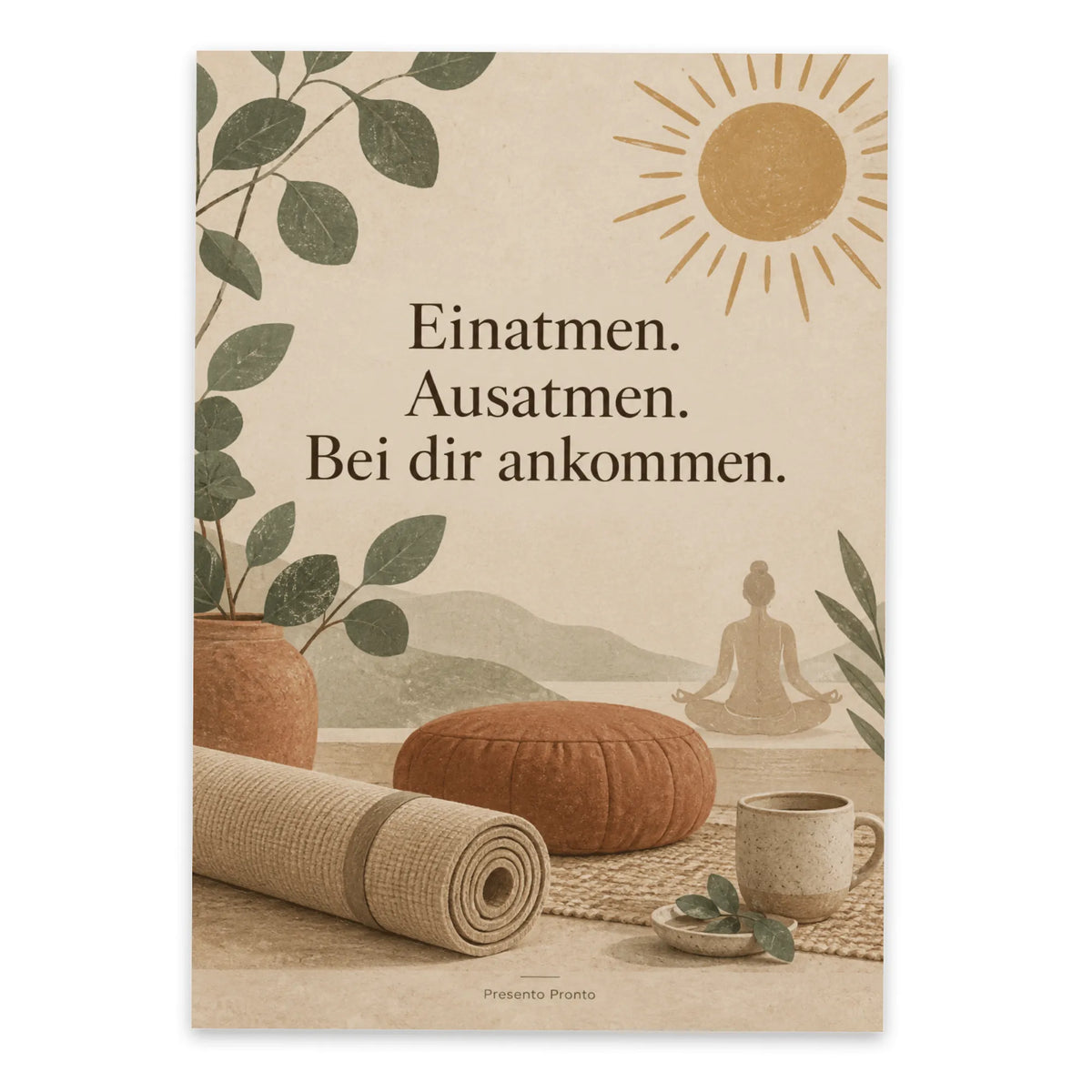 Ruhige Postkarte für Yogafans mit gerollter Yogamatte|p:2016788|h:ce8aa20b0f549c90a7941729bb556cd2