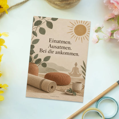Ruhige Postkarte für Yogafans mit gerollter Yogamatte|p:2016788|h:00a5d5dd4b3ca74f8c990d233df87bc6